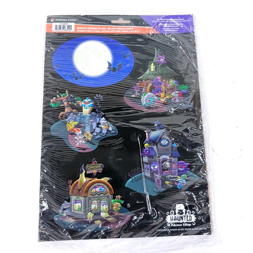 Pokemon Center Haunted Pokemon Village Window Clings 5-Pack Halloween 2020 New